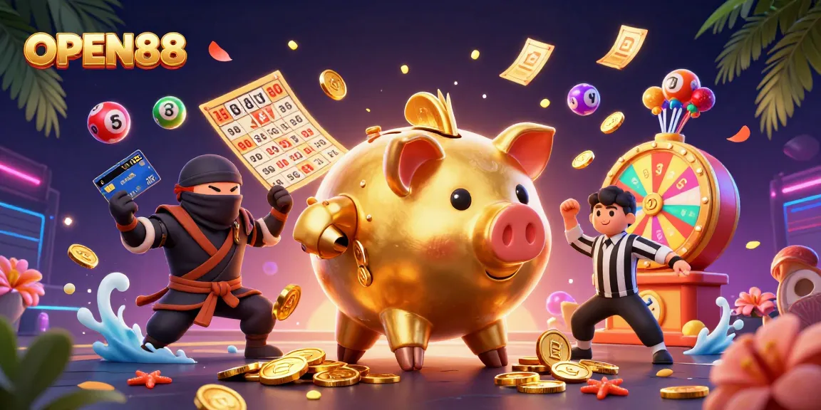 Experience exciting gameplay at OPEN88 with thrilling lottery balls and vibrant casino elements.