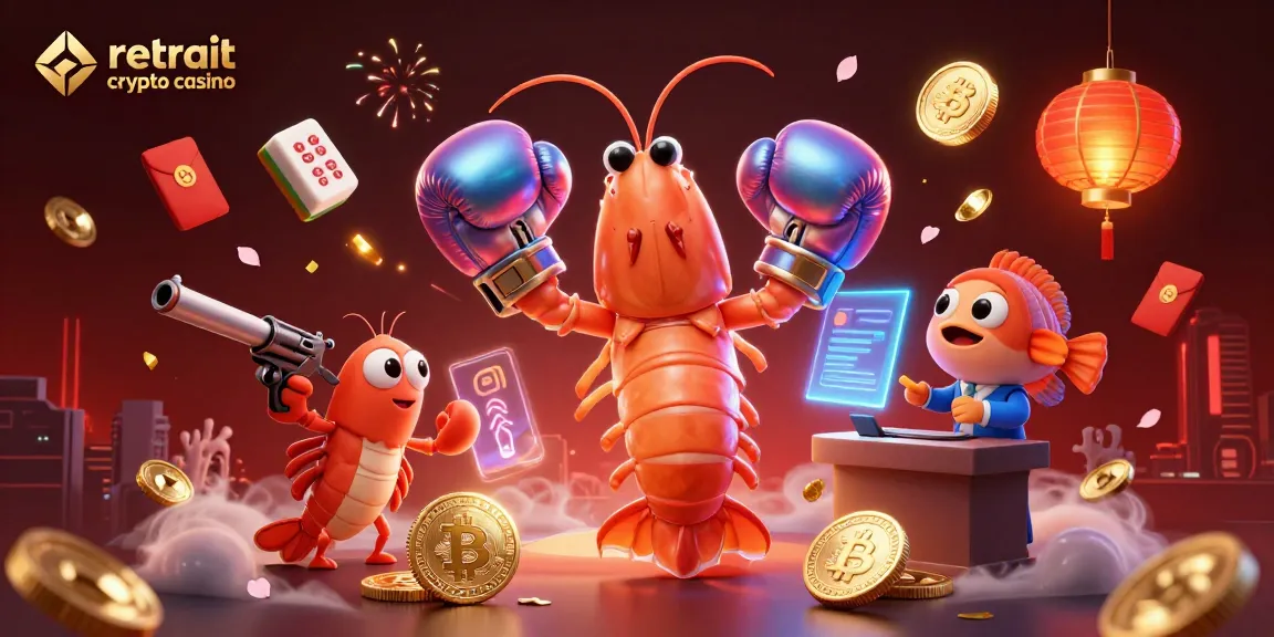 Illustration dynamique présentant le retrait crypto casino avec des personnages marins et des éléments de jeu.