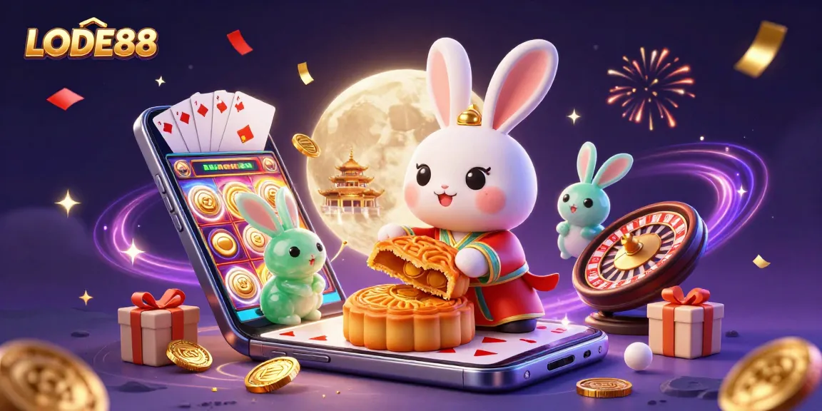 Win big at LODE88 with a lively moon rabbit scene and dynamic casino elements.