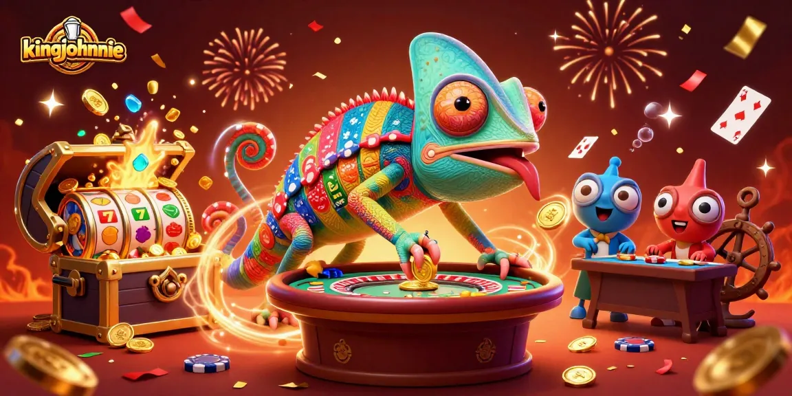 Experience kingjohnnie's vibrant casino world with colorful characters and dynamic game elements.