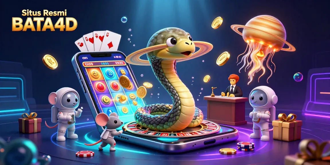 Experience thrilling gameplay at Situs Resmi BATA4D with astronaut mice betting in a cosmic casino scene.
