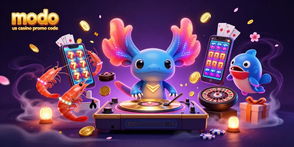 Engage with modo us casino promo code while spinning slots and celebrating big wins in a vibrant underwater party.