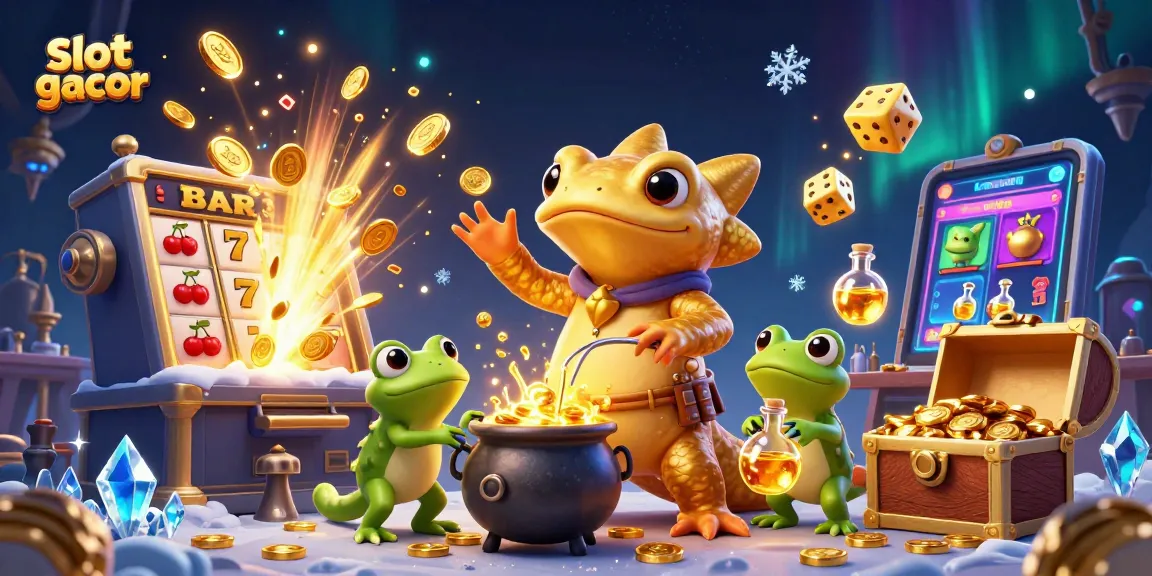 Experience slot gacor action in a vibrant 3D scene with magical elements and jackpot explosion.