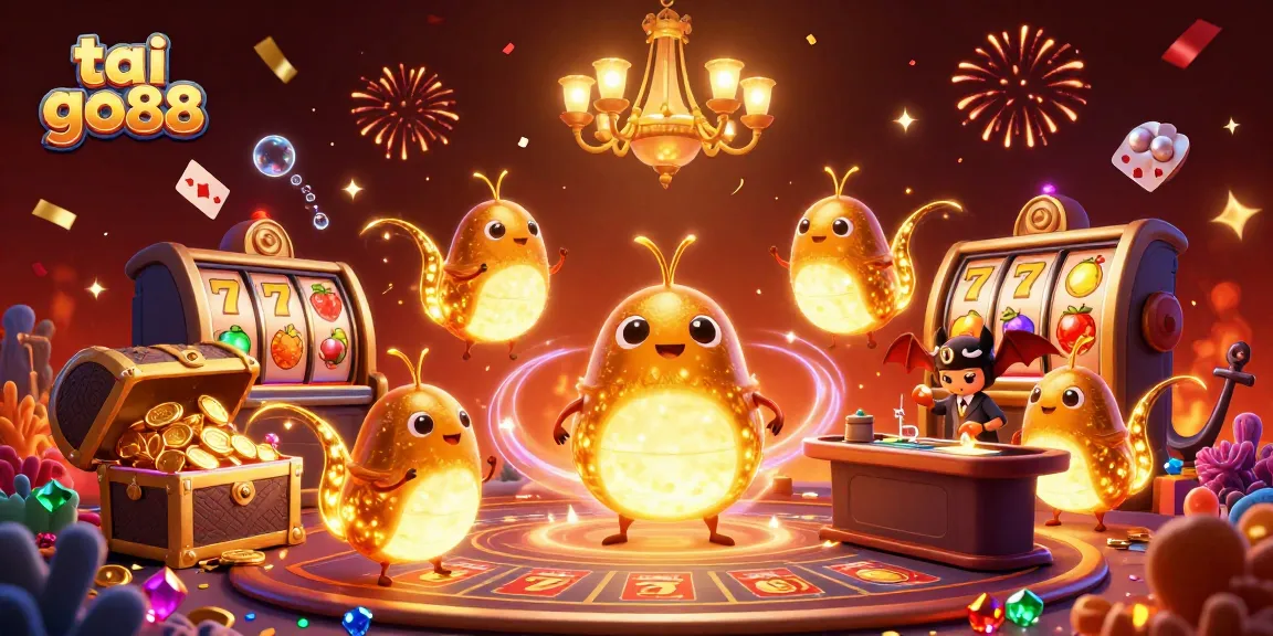 Engage with tai go88 at a vibrant casino scene featuring glowing characters and dynamic game elements.