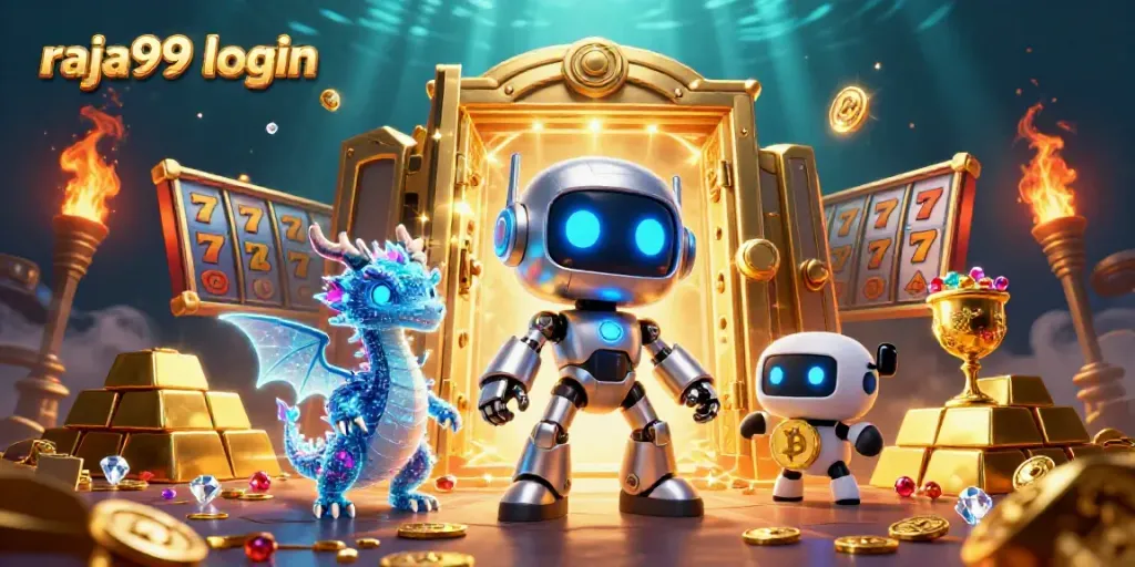 Join the action with raja99 login and explore a vibrant casino-themed illustration.