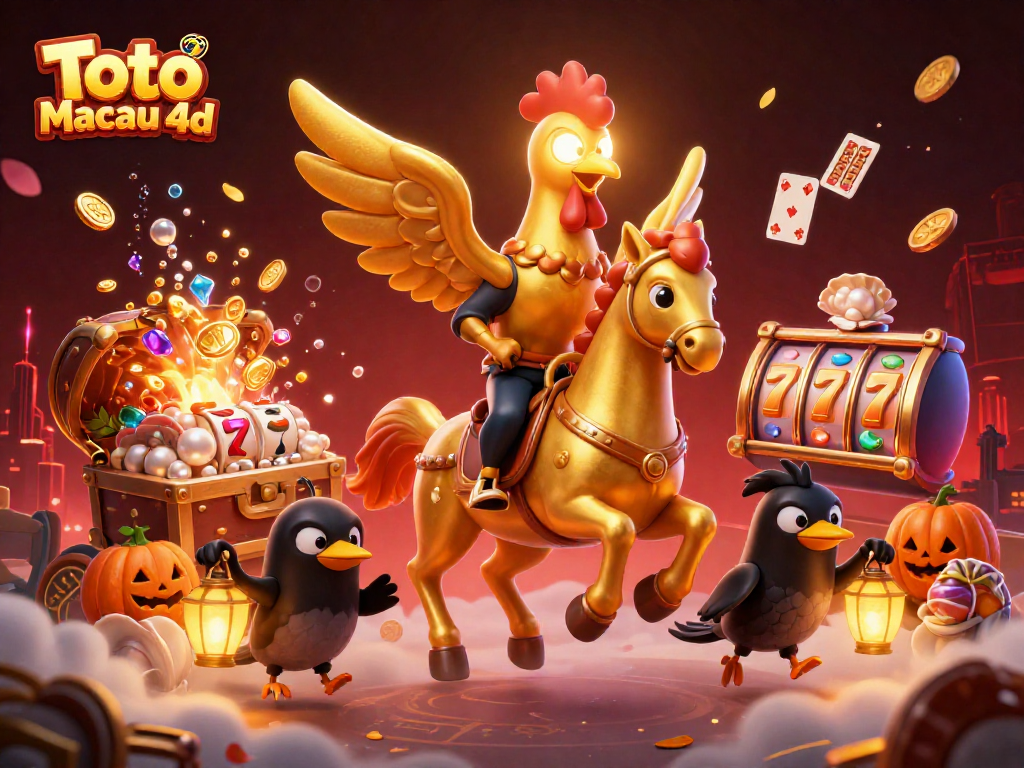 Toto Macau 4d showcases lucky elements in a vibrant casino setting with characters celebrating wins.