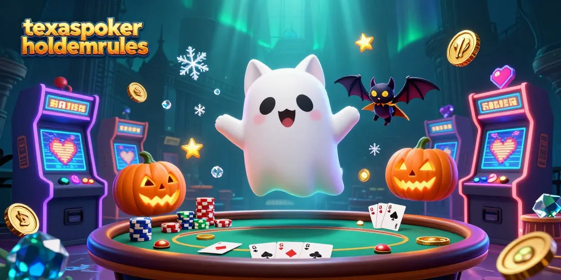 texaspokerholdemrules ghost cat and bat in a haunted casino scene with poker elements