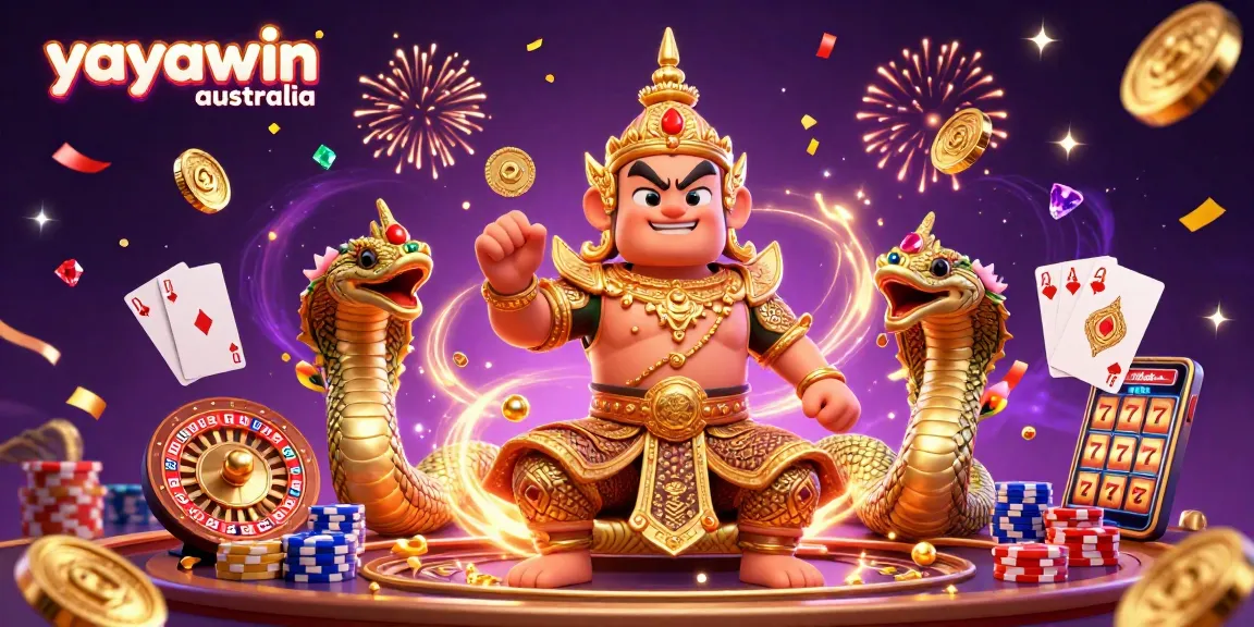 Spin the reels at yayawin australia with a vibrant casino scene filled with exciting gaming elements.