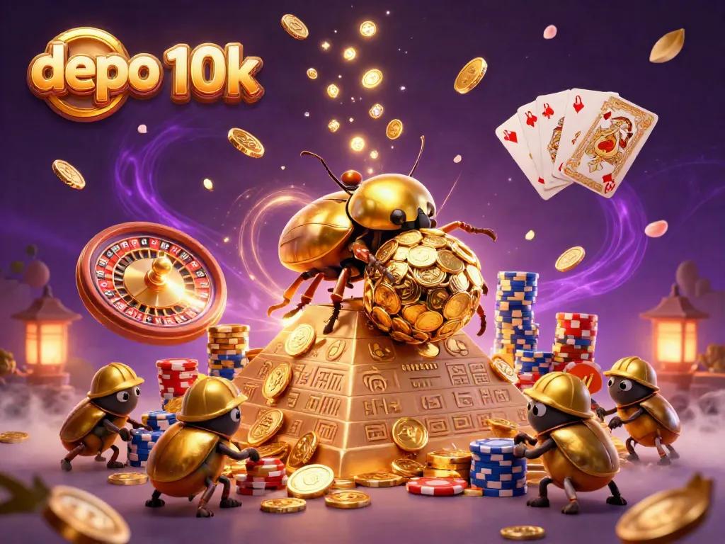 Experience winning with depo 10k as you enjoy golden coins, vibrant slot reels, and casino excitement.