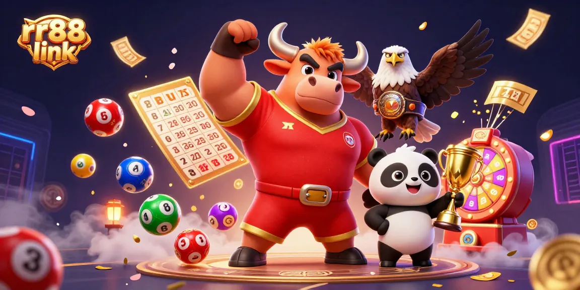 Win big with rr88 link as you celebrate alongside a bull mascot and friends!