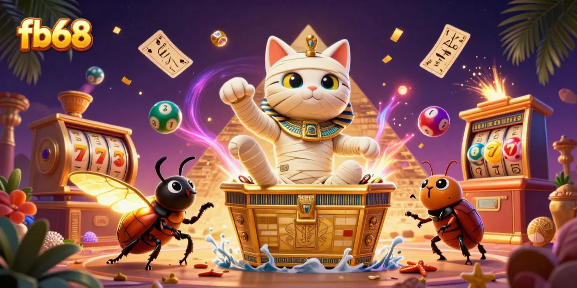 Experience thrilling jackpot excitement with fb68's dynamic casino scene featuring colorful lottery balls and vibrant slot elements.