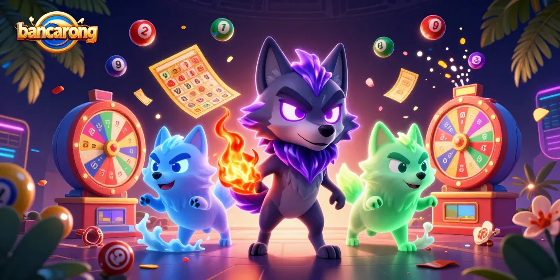 Experience the thrill of bancarong with vibrant gaming elements and dynamic cartoon wolves.