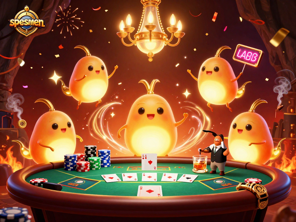 Join the glowworms in the special spesmen poker night filled with bioluminescent magic and vibrant cheers.