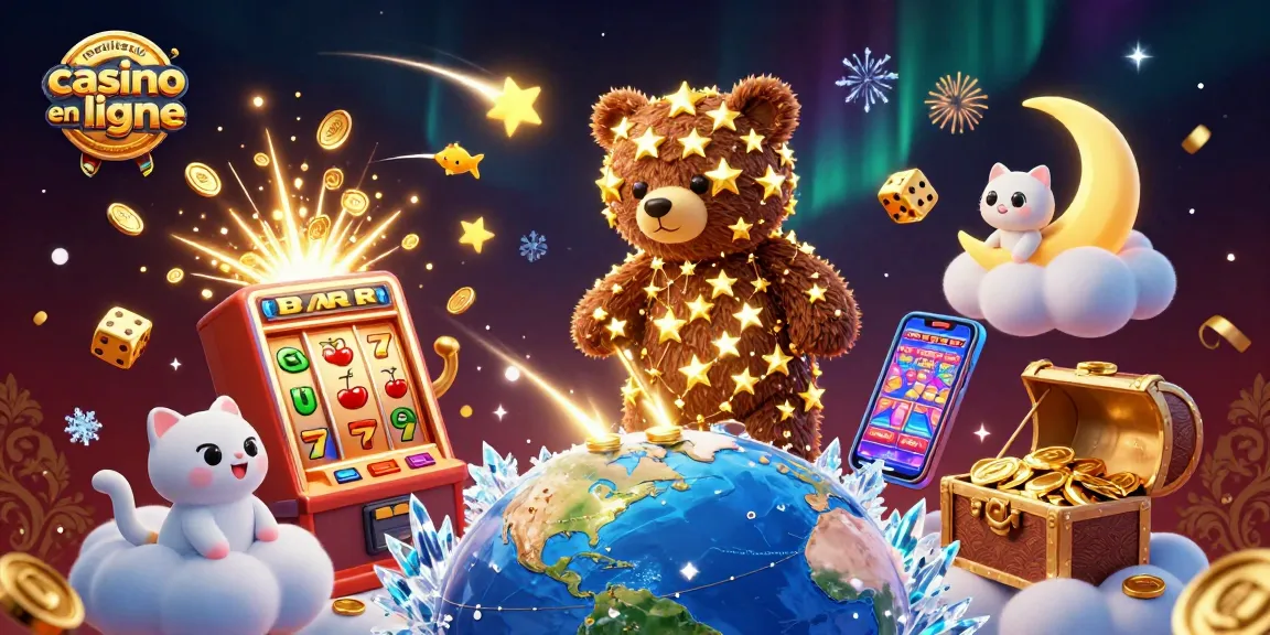 Plongez dans l'univers du meilleur casino en ligne avec une illustration dynamique mêlant animaux et machines à sous brillantes.