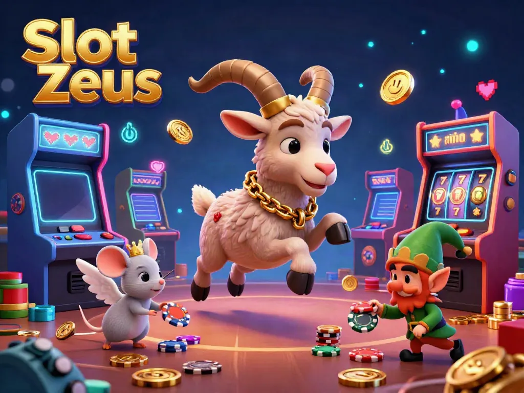 Engage with Slot Zeus, where festive characters collide with casino excitement in a vibrant gaming scene.