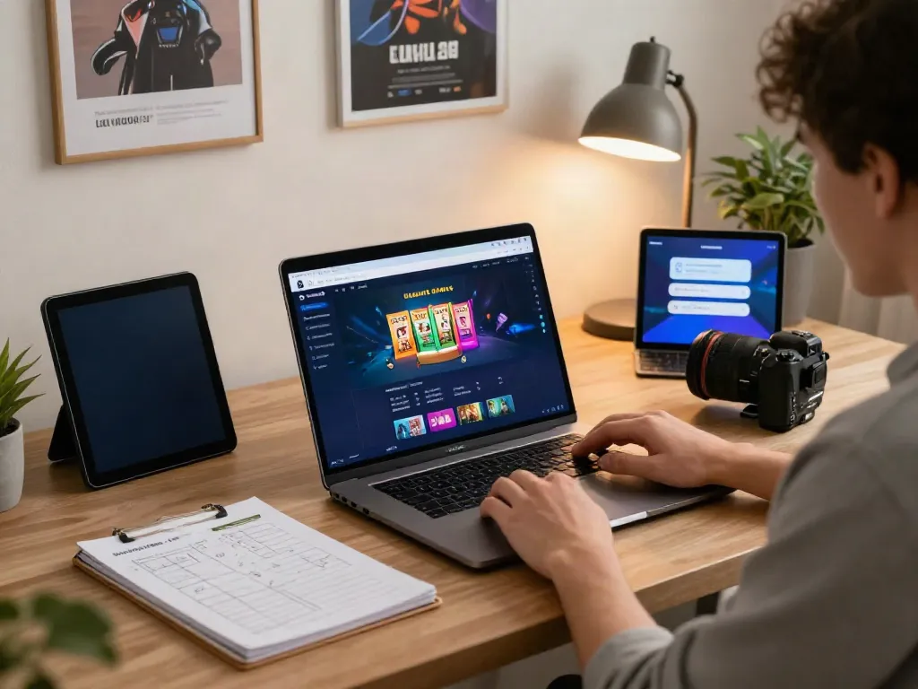 Engaging online lottery games with harga toto platform on laptop and smartphone.