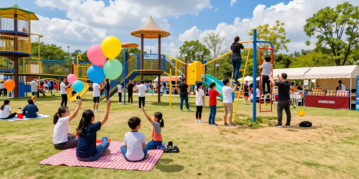 Families enjoying adventurous activities at mantra88 community park, capturing laughter and joy.