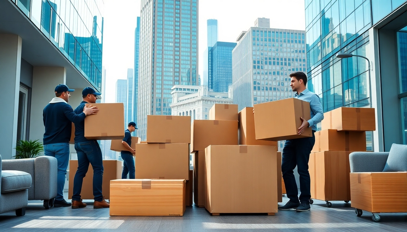Commercial Moving Services NYC team efficiently packing an office in Manhattan.