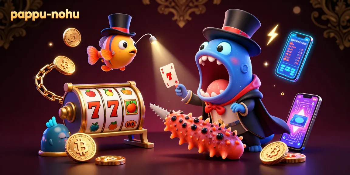 Engage with pappu-nohu's exhilarating gaming experience featuring vibrant slot elements and captivating characters.