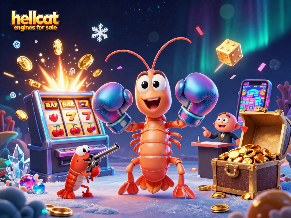 Spin the reels with hellcat engines for sale in a vibrant casino-themed scene showcasing jackpot excitement.