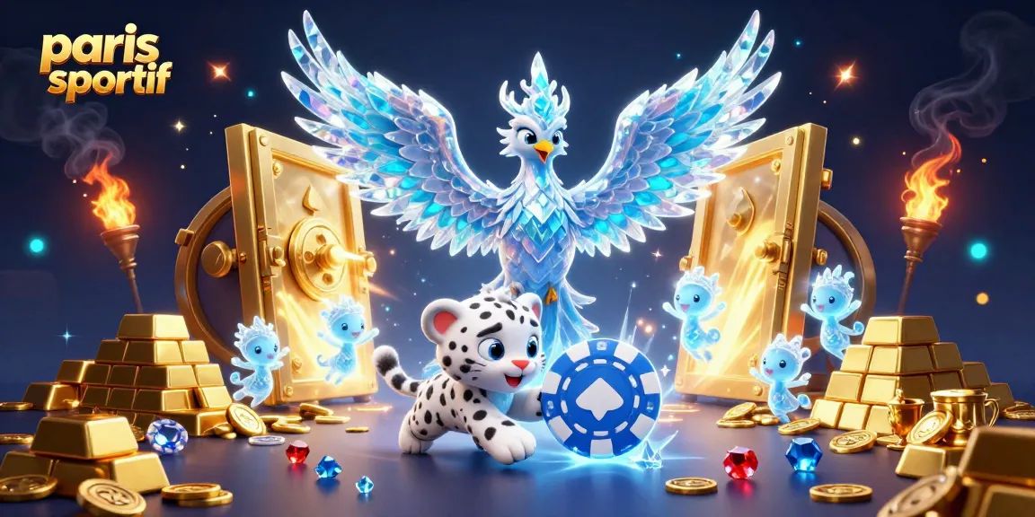 Pariez sur paris sportif avec un phœnix de glace et un léopard des neiges entourés d'or.