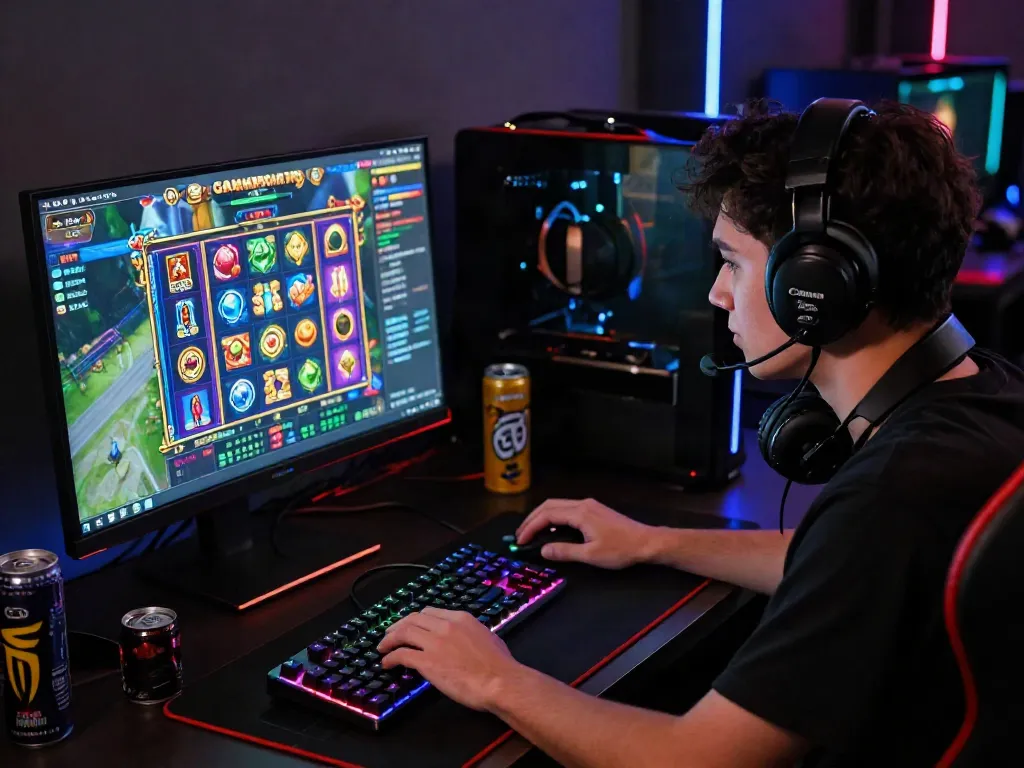 Exciting player engaged in slot gacor gaming experience with vibrant graphics.