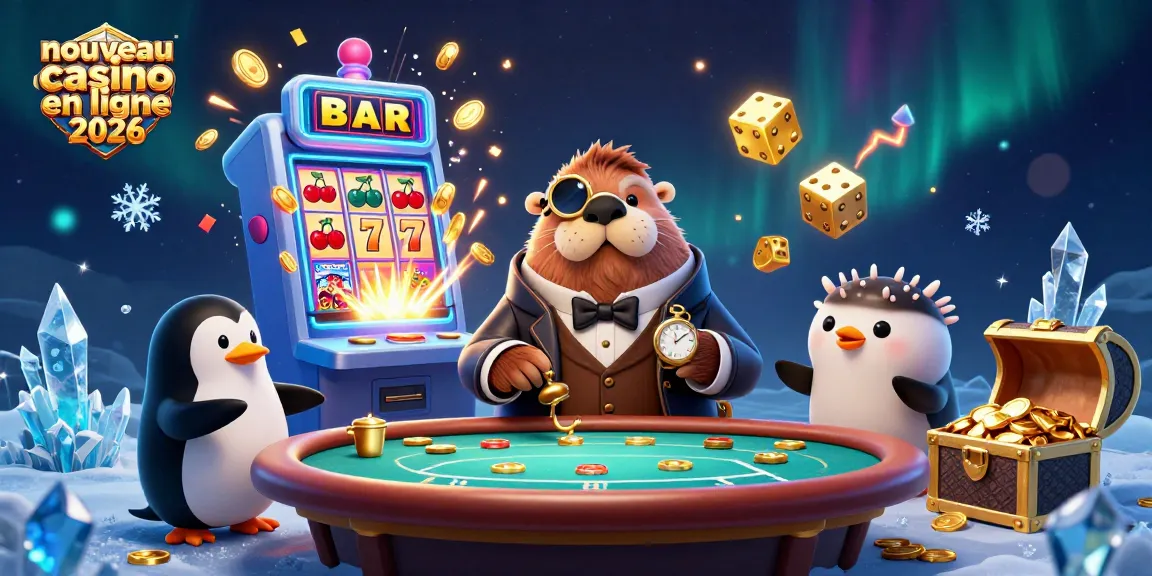 Les personnages du nouveau casino en ligne 2026 jouent au poker sous l'eau avec des éléments de jeux colorés.