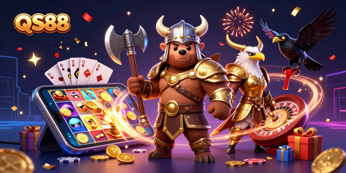 Experience thrilling slot action on QS88 with vibrant 3D characters showcasing casino excitement.