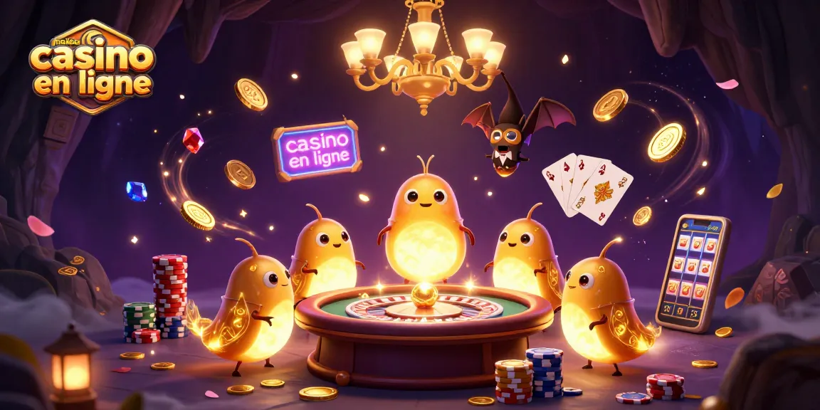 Explorez le meilleur casino en ligne avec des vers luisants illuminant une scène de jeu animée.