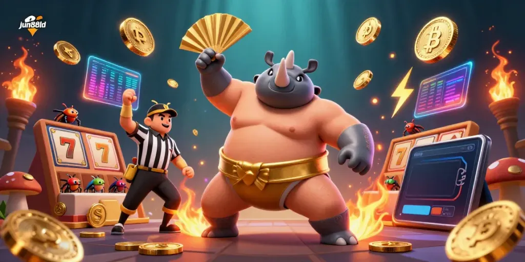 Experience the excitement of jun88ld with a dynamic beetle sumo champion in a thrilling casino environment.