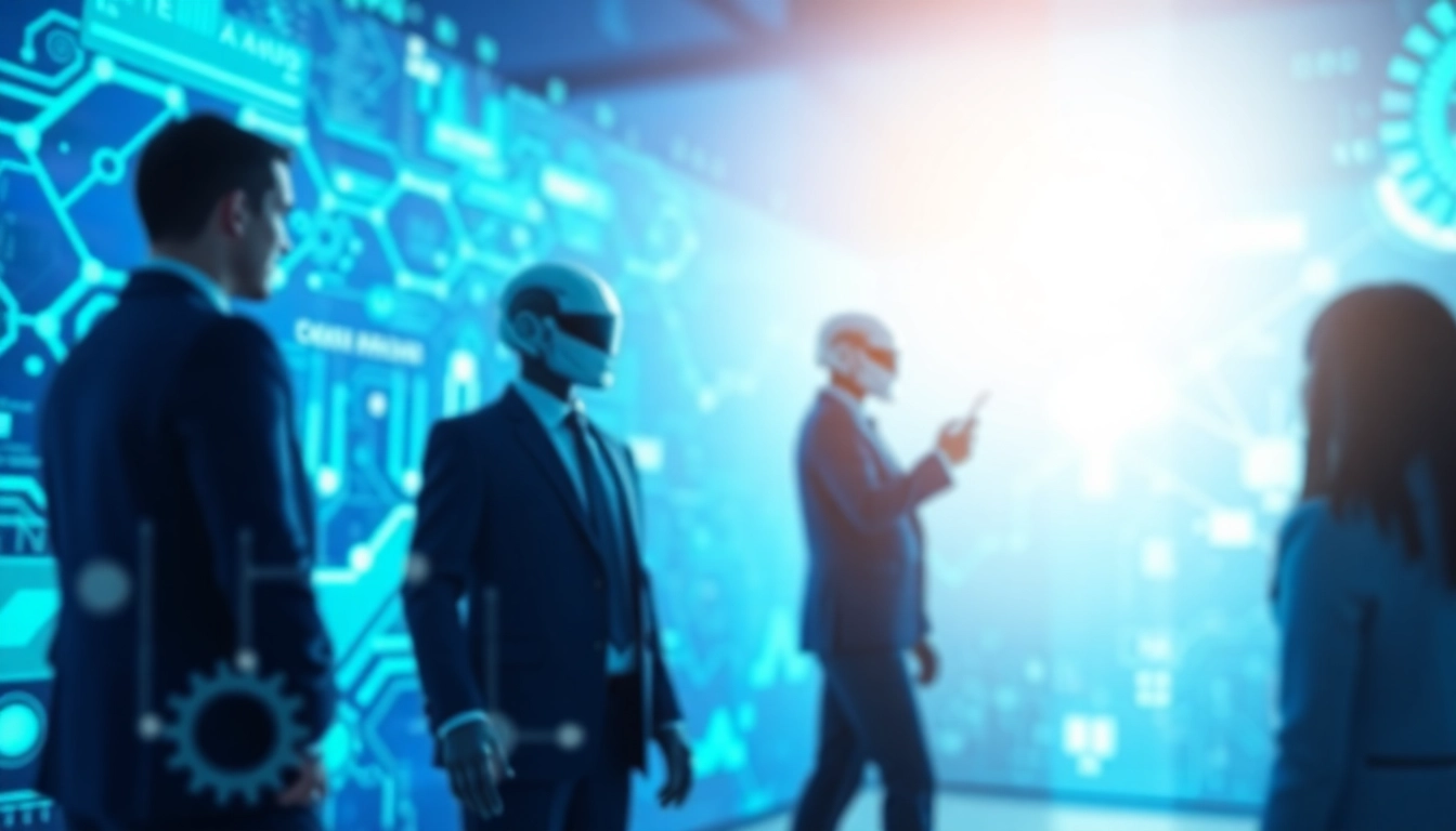AI agents interacting in a dynamic digital space showcasing innovation and engagement.