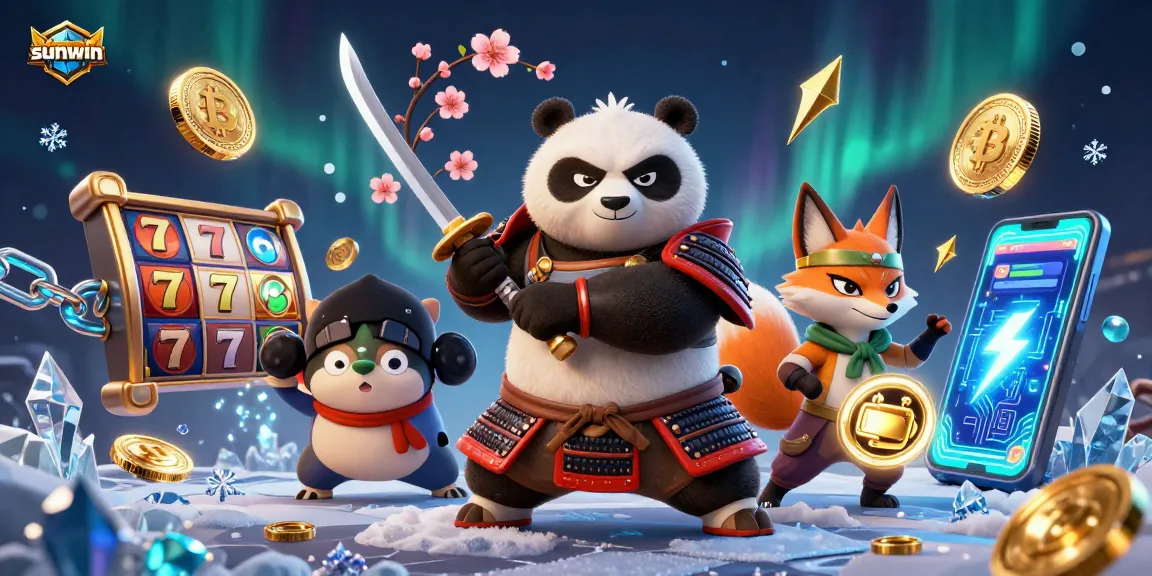 Engage with sunwin's vibrant slots and exciting jackpots via a fierce samurai panda and ninja fox.