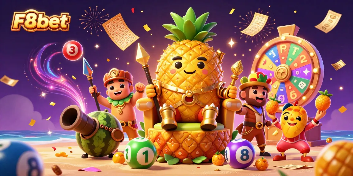 Experience the excitement of F8bet with vibrant casino games and characters in a lively 3D scene.