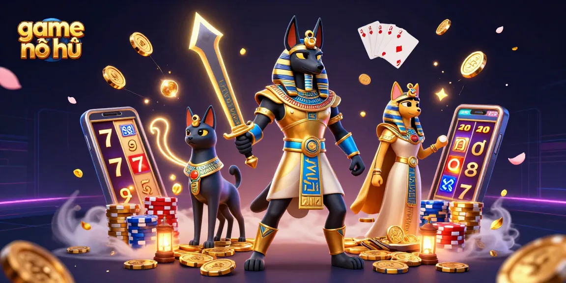 Embrace the excitement of game nổ hũ with vibrant slot reels and cascading coins in a captivating scene.