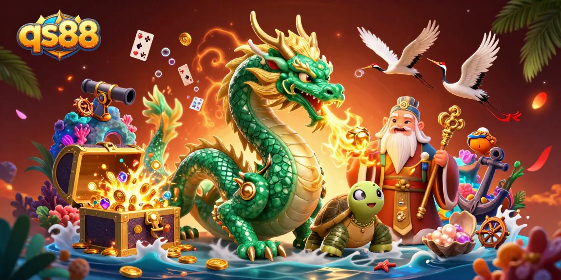 Experience the exhilarating qs88 dragon jackpot with golden treasures and vibrant casino elements.
