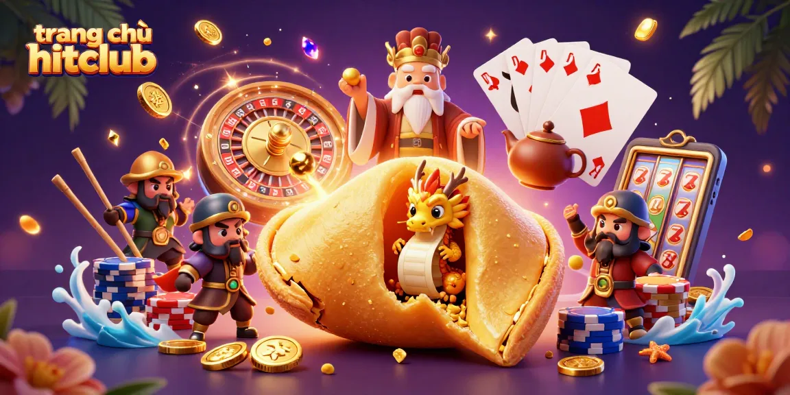 Engage with the vibrant gaming world at trang chủ hitclub with golden coins, dragon characters, and casino elements.