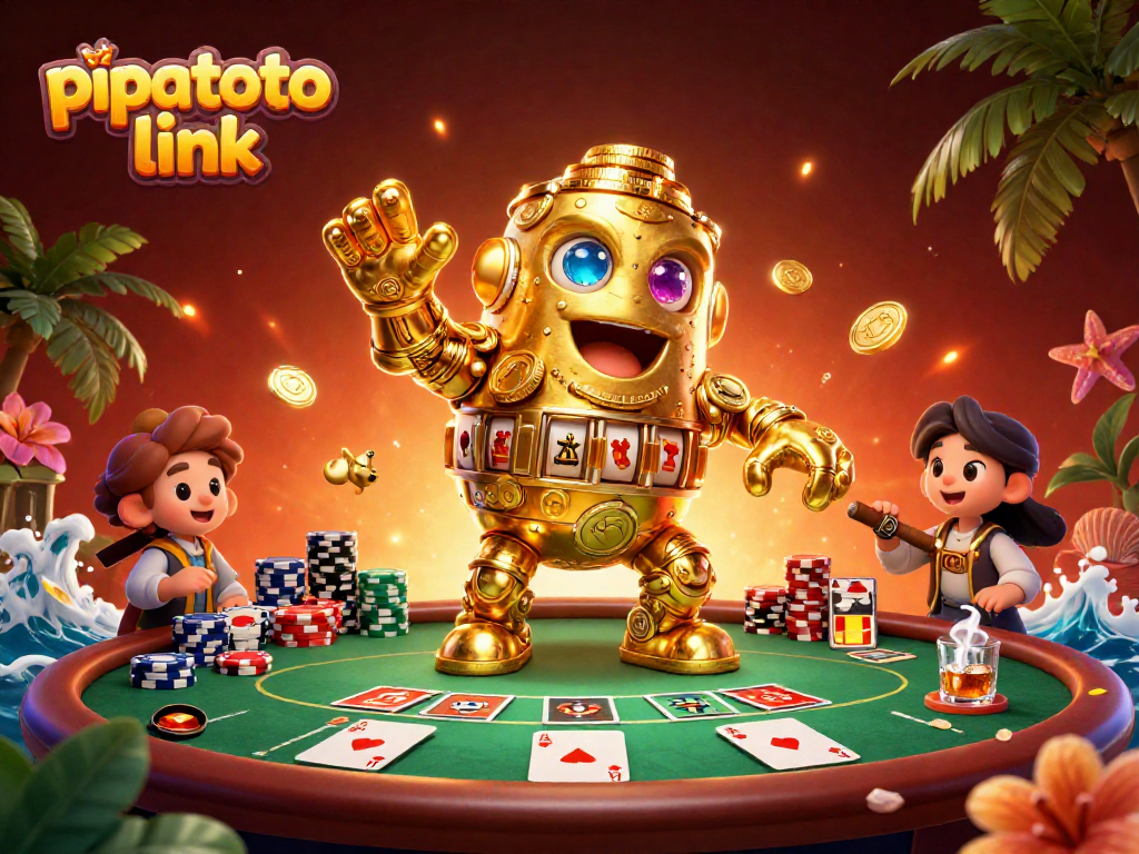 Engage with pipatoto link through vibrant gameplay featuring gold golem, cards, and chips.