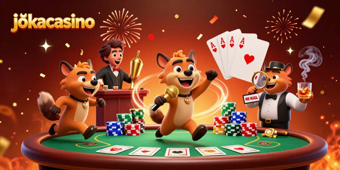 Engage in thrilling games at jokacasino with vibrant hyenas in a lively casino setting.