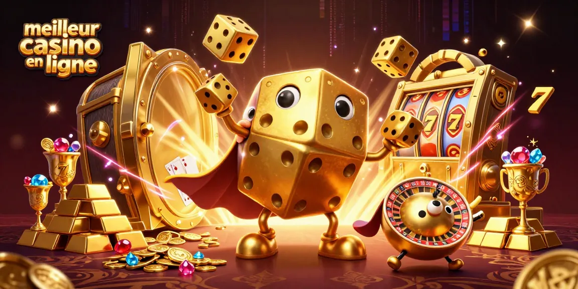 Visualisez le meilleur casino en ligne avec des dés dorés et des jeux scintillants.
