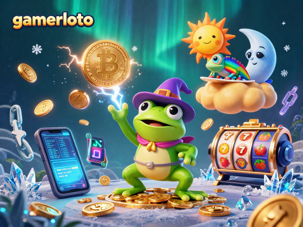 Engage with gamerloto's thrilling casino adventure featuring vibrant slot reels and a magical atmosphere.