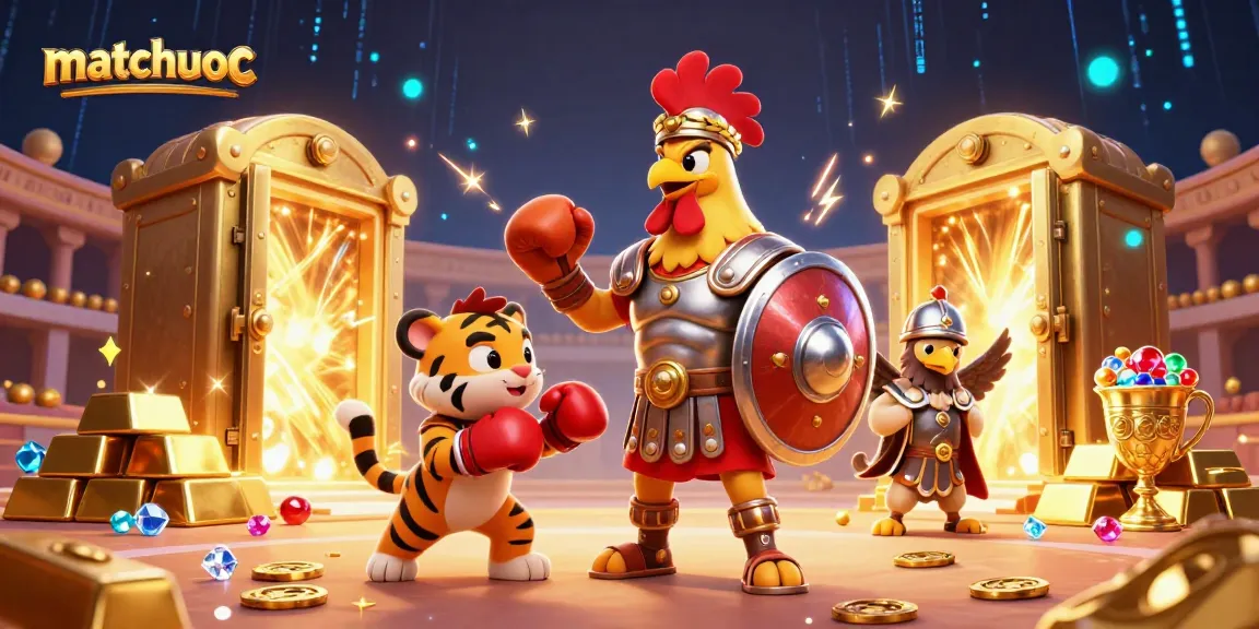 Experience thrilling action in the matchuoc gladiator-themed casino with vibrant characters and treasure.