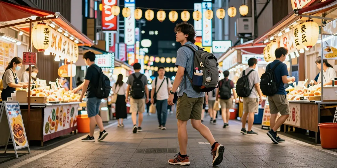 Traveler enjoying Tokyo's vibrant nightlife with NAGA2000's unique travel experiences.