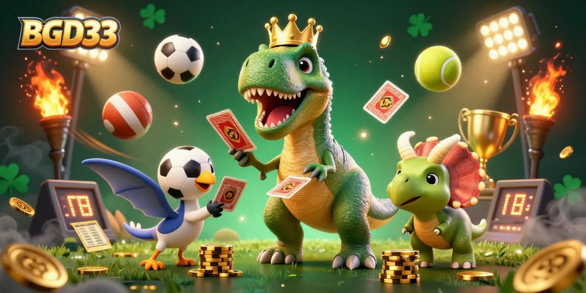 Experience exciting betting action at BGD33 with a vibrant 3D illustration of playful characters engaging in casino games.