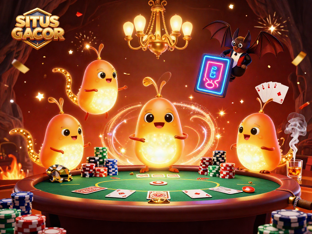 SITUS GACOR illuminates exciting casino gameplay with glowworms in a vibrant cave setting.