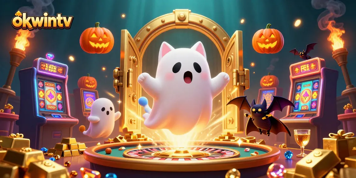 Experience thrilling gameplay at okwintv as the friendly ghost cat and vampire bat explore a vibrant online casino.