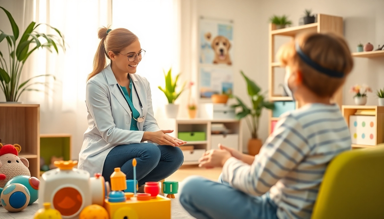 Implementing ABA therapy in Brighton with a caring therapist and child in a supportive environment.