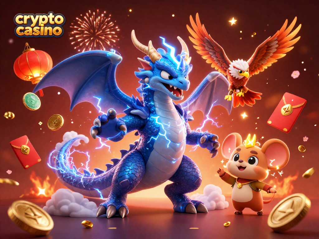 Découvrez un crypto casino dynamique avec des éléments de jeux captivants, incluant des cryptomonnaies et des préparations de fête.