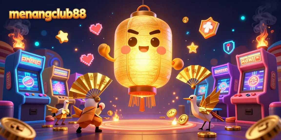 Engage in gaming tactics at menangclub88 under a vibrant night market casino with magical elements.