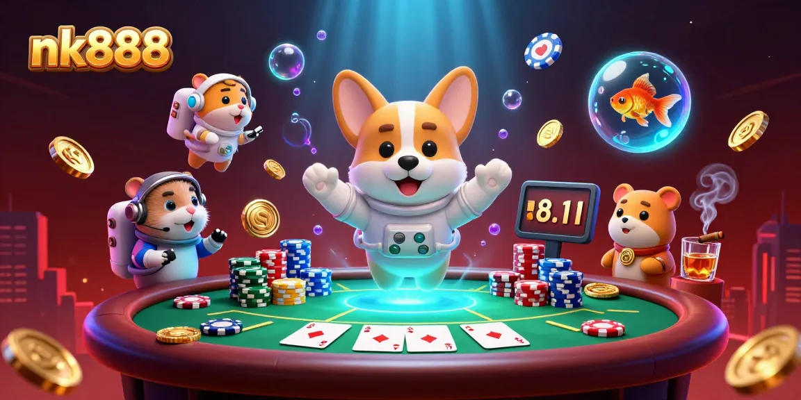 Boost your gaming with nk888's vibrant casino experience featuring astronauts and whimsy.