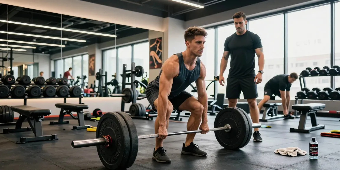 Athletic man performing deadlifts in a modern gym, emphasizing strength training with Unique Pharma Steroids.